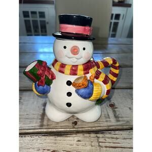 Cooks Club vintage ceramic snowman teapot Christmas home kitchen decor EUC